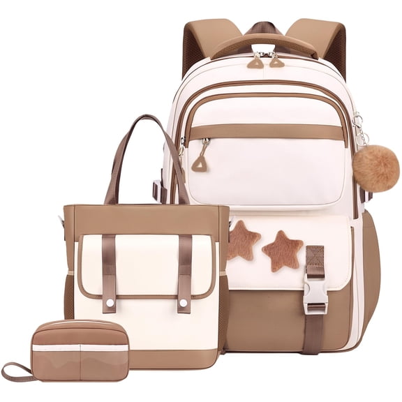 Cute Casual College School Bookbags, Large‑Capacity Lightweight Backpack, Travel Daypack for Teens