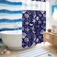 thumbnail image 5 of No Hook Shower Curtain, Navy Blue Coastal Shower Curtains for Bathroom with See Through Top Window, Summer Beach Ocean Coral Shell Starfish Waterproof & Washable Bath Curtain Stand Up Stall 36"x72", 5 of 9