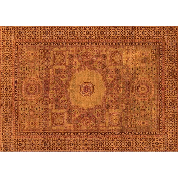 Ahgly Company Indoor Rectangle Abstract Orange Modern Area Rugs, 2' x 3'