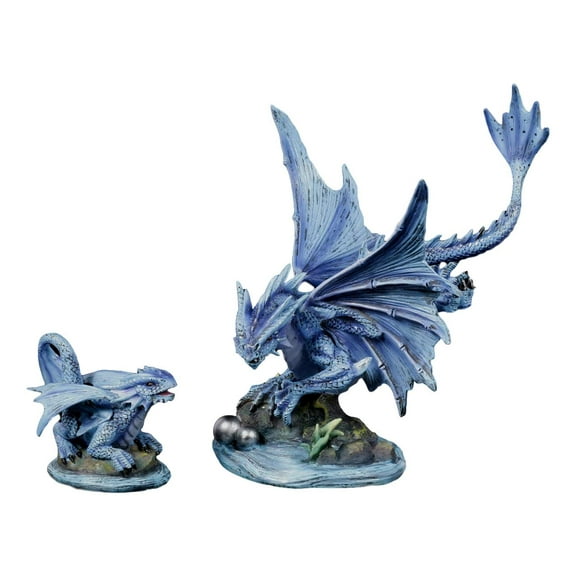 Ebros Mother And Baby Water Dragon Wyrmling Collectible Statue Figurine SET OF 2