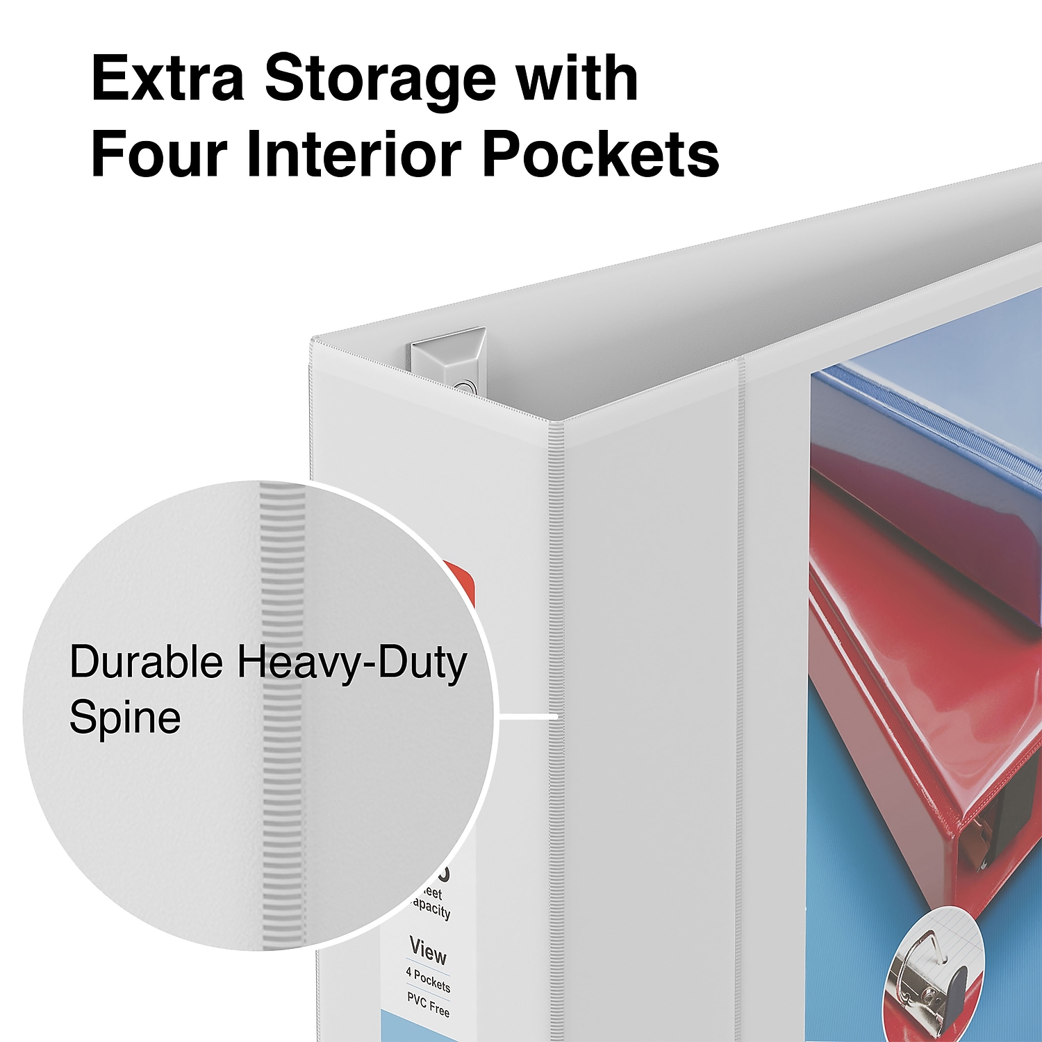 Staples Heavy Duty 4" 3-Ring View Binder White (24696) 82663