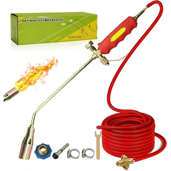 Propane Torch Weed Burner - High Output 1,800,000 BTU with 4/6.56FT Hose, Weed Torch Tool, Flame Control and Turbo Trigger Push Button Igniter for Garden Wood Ice Snow Road Driveway