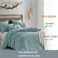thumbnail image 3 of Swift Home Ultra Soft Crinkled Texture Pre-Washed Duvet Cover & Sham Set (Comforter not Included), Full/Queen (90"x 90"), Dusty Mint, 3 of 5