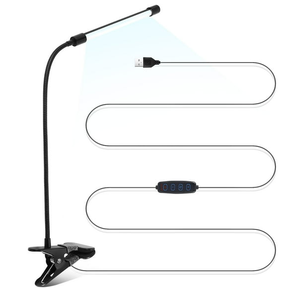 8W LED Clip on Lamp, Desk Light with 3 Modes 2M Cable Dimmer 10 Levels Clamp Table Lights