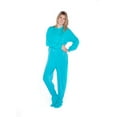 thumbnail image 4 of Big Feet PJs Turquoise Jersey Knit Adult Footed Pajamas with Rear Flap, 100% Cotton, Unisex, Non-Skid Soles, Sizes XS-XXL, 4 of 5