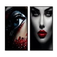 thumbnail image 2 of Designart "Vintage Glamour Blue Woman's Gaze" Fashion Woman Framed Wall Art Set Of 2 - Glam Red Gallery Wall Frame Set For Home Decor, 2 of 6