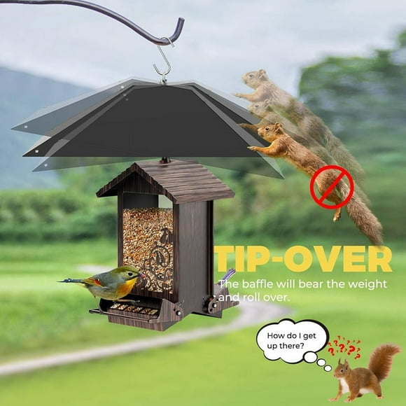 Metal Squirrel Baffle Hanging Squirrel Proof Baffle for Bird Feeder Weather- Squirrel Guard for Outdoor Hanging