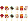thumbnail image 2 of 12 piezas de decoraciones tradicionales de Año Nuevo chino para el Festival de Primavera Lunar, papel rojo Estilo A, 2 of 8