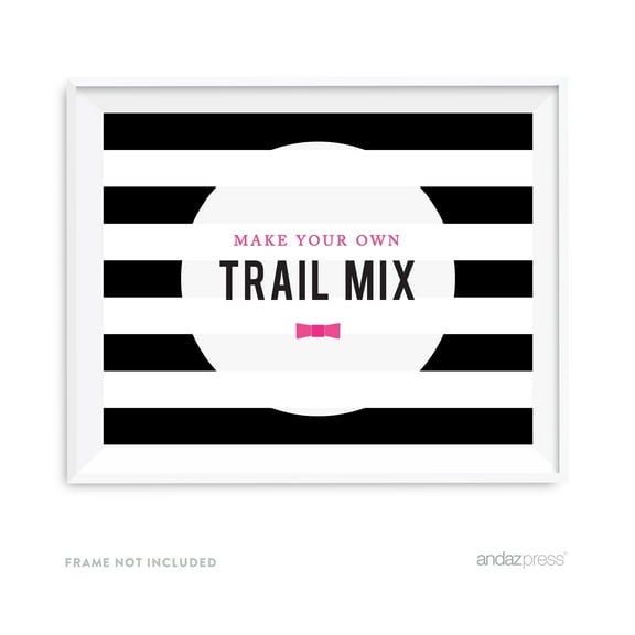 Koyal Wholesale Make Your Own Trail Mix Modern Black and White Stripes Wedding Party Signs