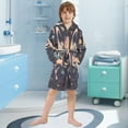 thumbnail image 5 of FORMRS Niños Bathrobe Unisex Hooded Robe Soft Plush Pajamas Sleepwear, Size 4-6T, Pink Record, 5 of 7