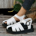 thumbnail image 5 of AXXD White Beach Sandals for Women Closed Toe Gladiators Summer Buckle Mothers Day, 5 of 8