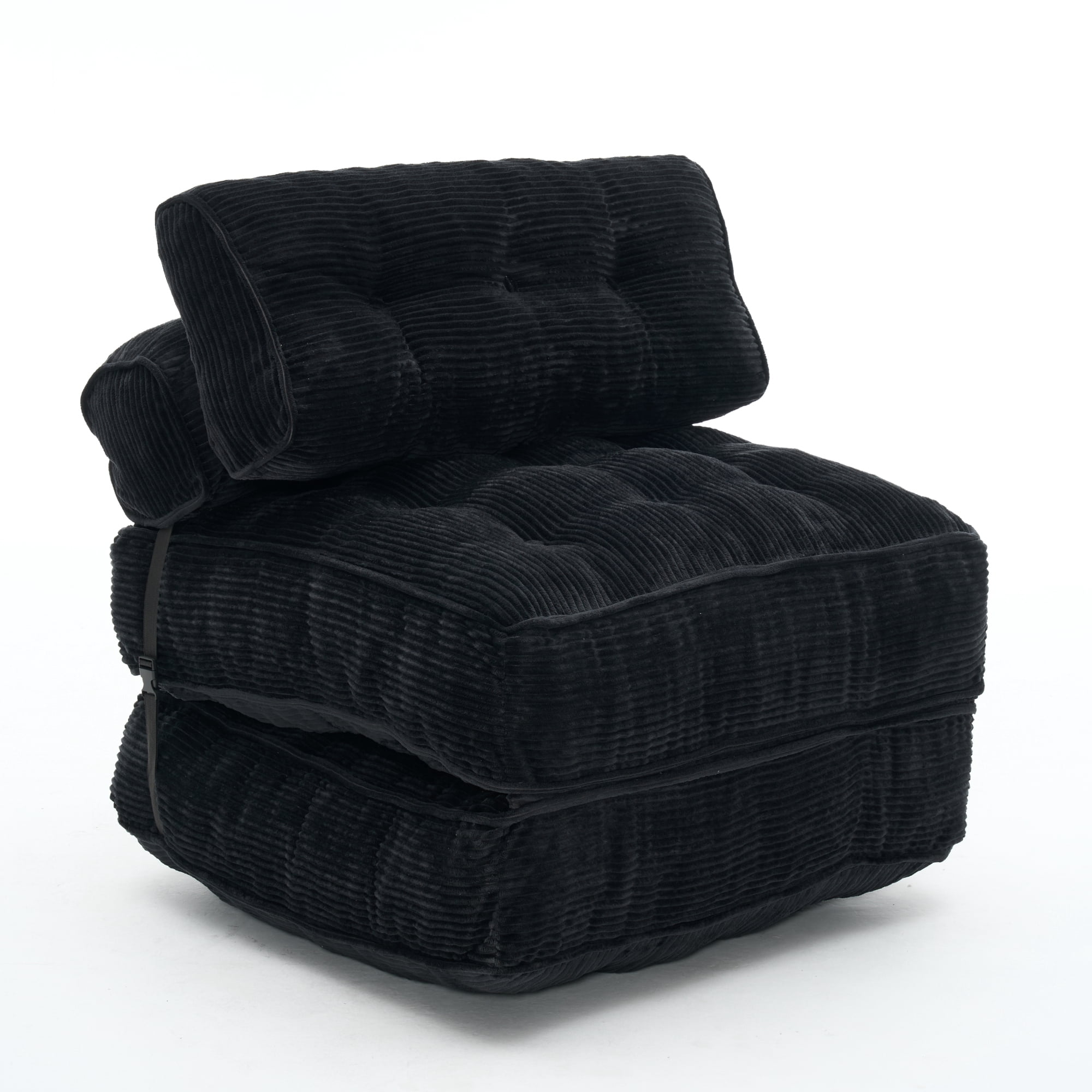 Leumius Folding Sofa Bed, Convertible Sleeper Chair with Pillow Foldable Mattress with Back Support, Portable Fold Out Chair Bed Comfy Floor Sofa Lounge for Living Room Bedroom Black
