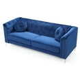 thumbnail image 2 of Pompano 83" Navy Blue Tufted Velvet Loveseat with 2-Throw Pillow, 2 of 5