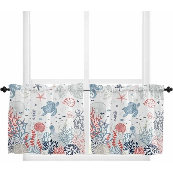 36 Inch Long Tier Curtains for Kitchen, Bathroom Window Curtains Rod Pocket Short Curtains Window Treatment Tiers for Living Room Farmhouse 2 Panels