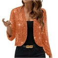 thumbnail image 2 of Ahabrexf Open Front Cardigan for Women, Elegant Shiny Fabric Thin Breathable Party Jacket, 2 of 9