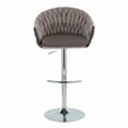 thumbnail image 3 of LumiSource Braided Matisse Adjustable Chrome Base Faux Leather Swivel Barstool - Set of 2, 3 of 6