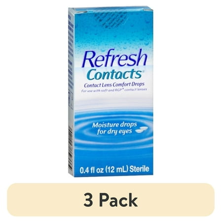 (3 pack) REFRESH Contacts Contact Lens Comfort Moisture Drops 0.40 oz