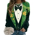 thumbnail image 2 of VBARHMQRT Chandail à Capuchon Couverture Portable Femmes St Pa Day T-Shirts Col Rond Chandail Vert Manches Raglan Chandail à Enfiler Hauts Amples Convenant Hauts Habillés, 2 of 5