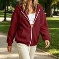 thumbnail image 4 of Nugftut Womens Hoodies with Zippers Long Sleeve Sweatshirts Casual Waffle Hooded Jackets with Pockets, 4 of 5