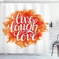 thumbnail image 1 of Ambesonne Live Laugh Love Shower Curtain, Cheerful Phrase, 69"Wx84"L, Orange White, 1 of 3