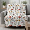 thumbnail image 2 of Fall Mushroom Blanket Soft Cozy Warm Throw Blanket for Couch, Plush Fuzzy Flannel Fleece Blankets for Sofa, Farmhouse Botanical Flowers Leaves Plants Bed Blankets Lightweight Gifts for Women, 50"x60", 2 of 9