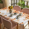 thumbnail image 3 of Orange Eucalyptus Leaves Table Cloths for 5 Foot Rectangle Tables, Spring Summer Botanical Patio Waterproof Elastic Fitted Tablecloths, Washable Rectangular Table Cover for Camping, 3 of 8