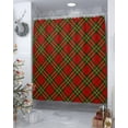 thumbnail image 4 of Christmas Shower Curtain Christmas Baffalo Check Plaid Red Green Shower Curtains for Bathroom Decor Christmas Decoration Bath Curtains Sets with Hooks Waterproof, 84x72 in, 4 of 6
