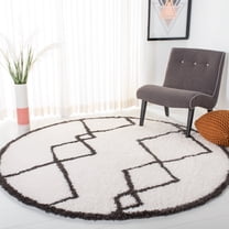 SAFAVIEH Carmella Chase Aztec Polyester Shag Area Rug, Cream/Gray, 6'7" x 6'7" Round