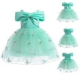 thumbnail image 4 of gljltg Children Embroider Princess Dress Gown Puff Sleeve Baby Girl Bowknot Dress, 4 of 9