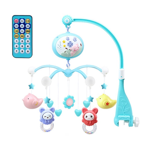 Musical Baby Crib Mobile Toy Toddler Bed Bell With Animal Rattles Projection Cartoon Early Learning Toys Blue Pig Walmart Com Walmart Com