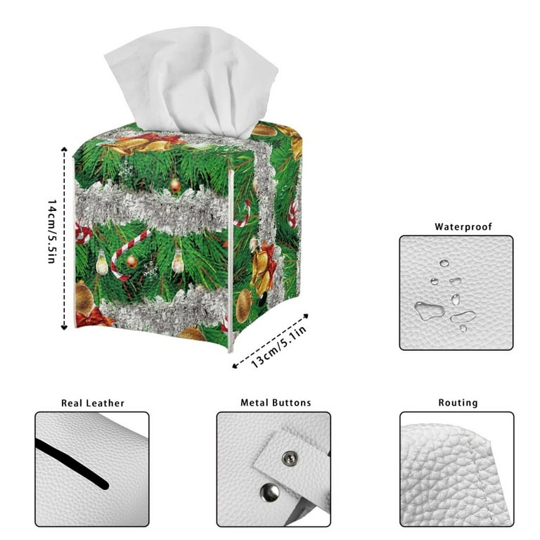 Bivenant Store Christmas Theme Tissue Box Cover Square Tissues Cube Box  Holder Decorative for Bathroom Vanity Countertop/Night Stands/Office Desk
