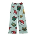 thumbnail image 4 of Women's Casual Fashion Christmas Printed Flannel Pants Pajama Pants with Merry Christmas Print, Home Sleepwear, Comfortable and Warm Winter Bottoms with Drawstring Waist, Sky Blue, S, 4 of 6