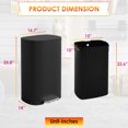 thumbnail image 2 of FASCK 13 Gallon/50 L Garbage Can Kitchen Trash Can with Lid for Office Bedroom Bathroom Step Trash Bin Fingerprint-Proof Brushed Stainless Steel 13 Gallon / 50 Liter,Black, 2 of 7
