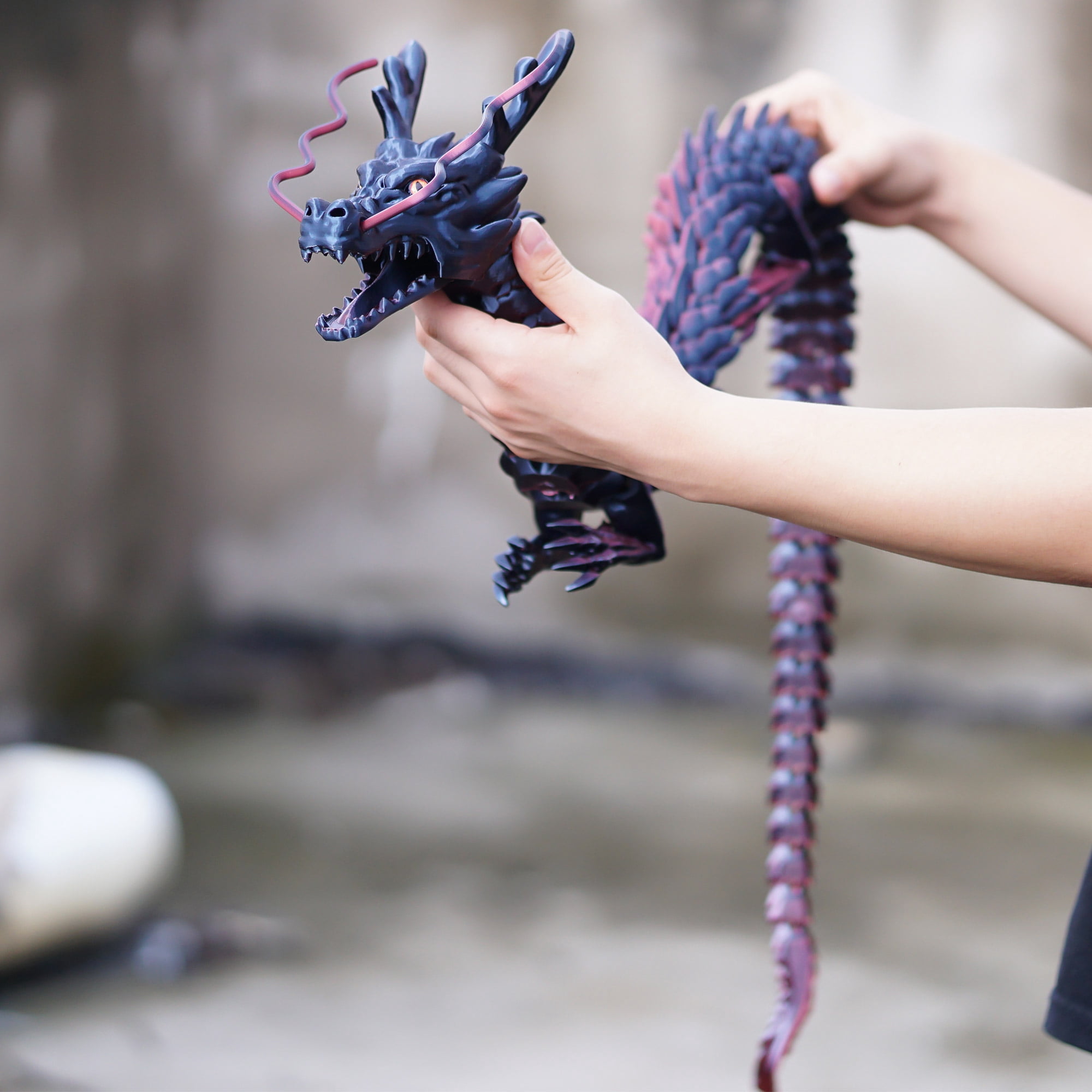 47.5inch 3D Printed dragon,Flexible Joint Animal lacertid Figurines,Realistic Eyes, Home Office Decor,Fidget Toy for Adults Teens Boy Festival Gifts