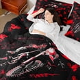 thumbnail image 4 of Castle Fairy Dirt Bike Boy Girl Bedding Comforter Set 7 Pieces,Black Red Full Bedding Set Lightweight,Extreme Sport Fitted Sheet Flat Sheet,Microfiber Bedroom Decor,Reversible, 4 of 8