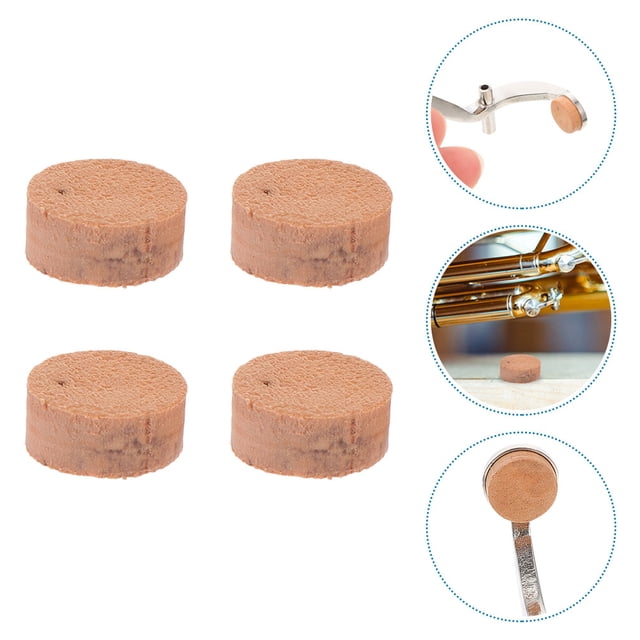 CHICHUMID 4Pcs Khaki Trombone Cork Cushions Wooden Pads Replacement for Musical Instrument Key Mats