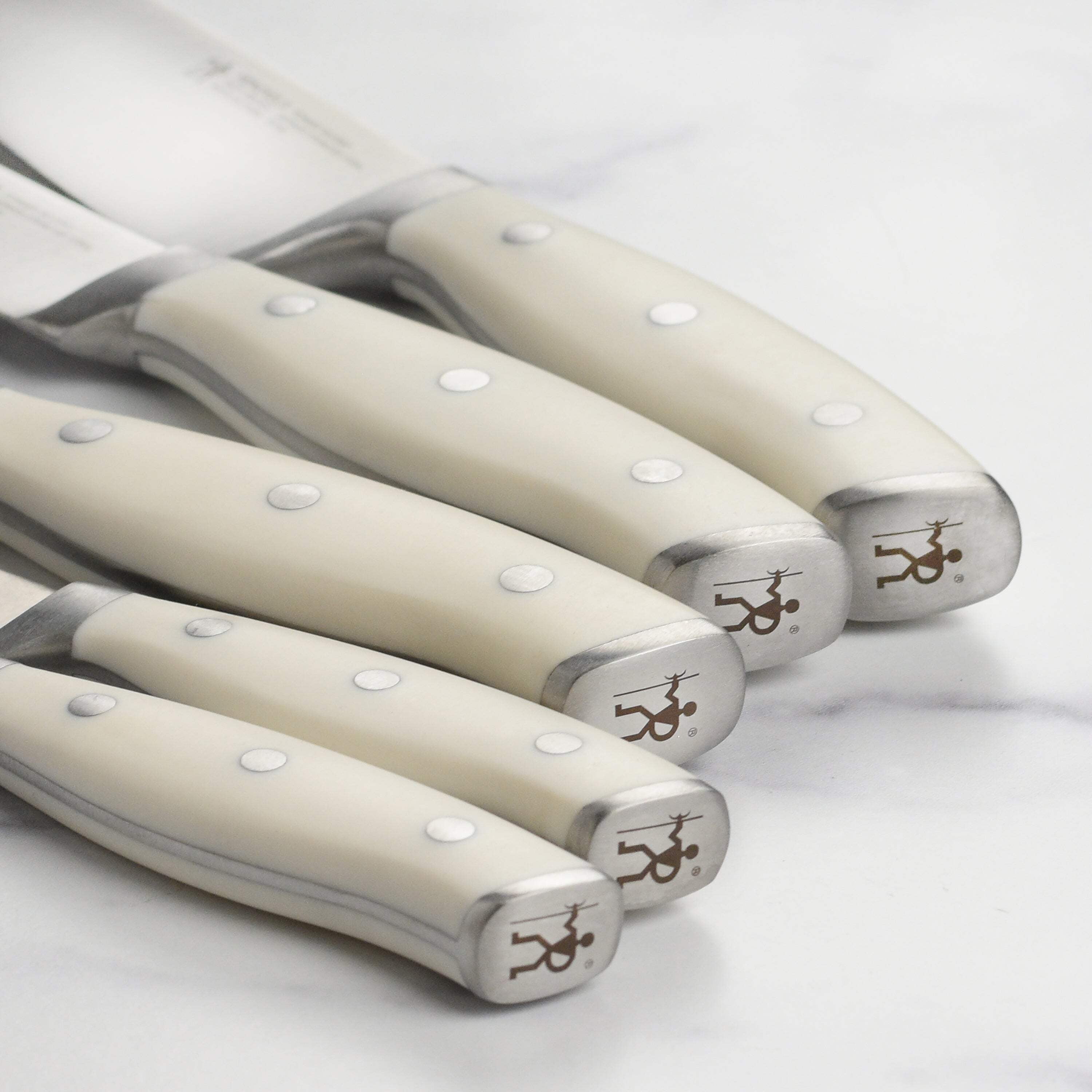 Henckels Forged Accent 20 Piece Self-Sharpening Knife Block Set, Off-White Handles