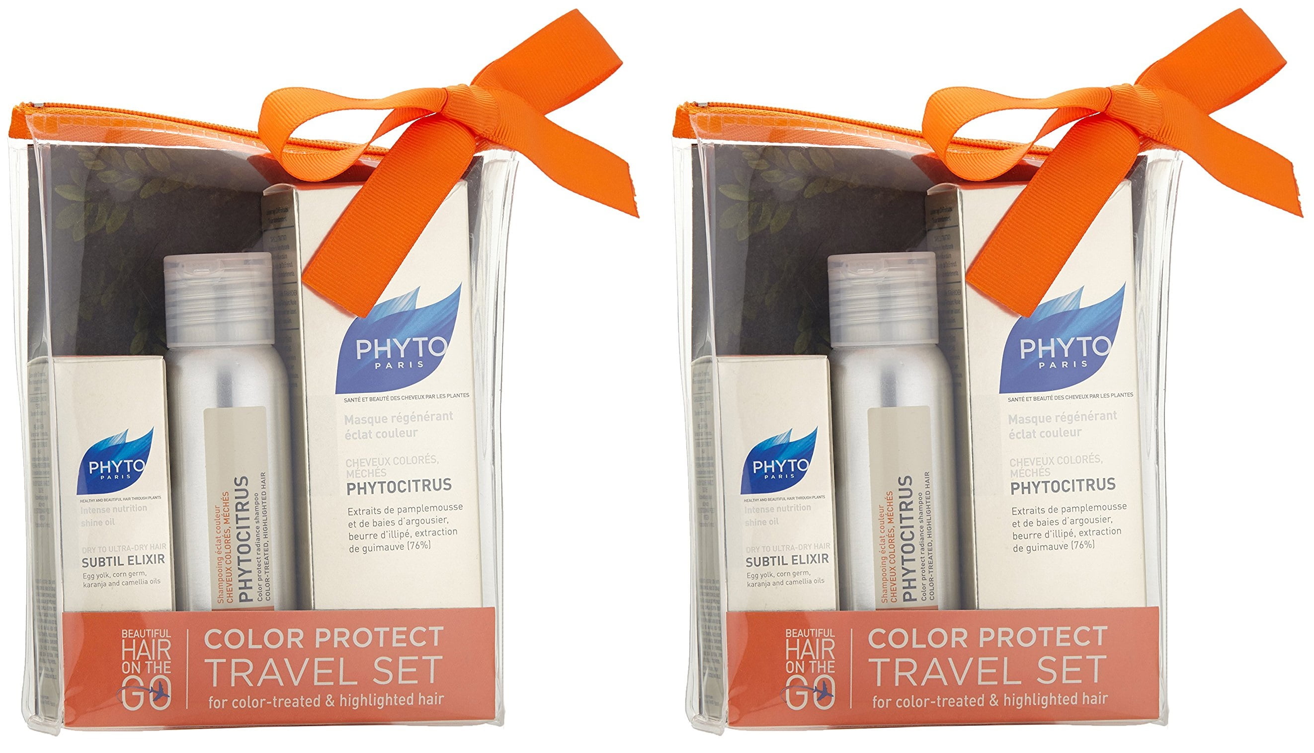 Phyto Phytocitrus 3 Piece Color Protect Travel Set: Subtil Elixir 0.33 Oz, Shampoo 1.7 Oz, Mask 1.7 Oz (Pack of 2)