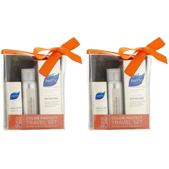 Phyto Phytocitrus 3 Piece Color Protect Travel Set: Subtil Elixir 0.33 Oz, Shampoo 1.7 Oz, Mask 1.7 Oz (Pack of 2)
