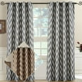 thumbnail image 1 of Pair (Set of 2) Lisette Chevron Top Grommet Window Curtain Panels, 108 Inches Total Width, 1 of 1