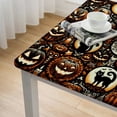 thumbnail image 4 of BANET  Rectangle Polyester Tablecloths, Black Orange Check Plaid with Cat Decorative Machine Washable Table Covers for Wedding Kitchen Dinning Banquet Parties Tabletop Jack O' Lantern Halloween White, 4 of 7