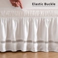 thumbnail image 5 of Wrap Around Ruffled Lace Bed Skirt with Elastic Dust Ruffle and Adjustable Belts, Easy to Use Bed Frame Cover, Machine Washable, King/Queen Size, White Wavy Design, 5 of 6