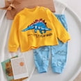 thumbnail image 2 of Utoimkio Toddler Baby Boy Girl Fall Outfits Dinosaur Print Long Sleeve Sweatshirt & Jogger Pants Set 2Pcs Fall Winter Clothes, 2 of 3