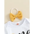 thumbnail image 6 of Aojekbee Baby Girls Birthday Outfits Short Sleeve Flower Print Romper + Flare Pants + Headband Set Newborn Clothes, 6 of 10