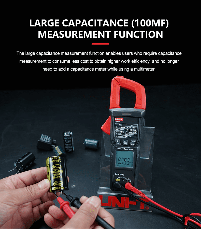 UNI-T Uni-trend Multimeter clamp meter UT202BT Digital clamp meter 600A DC Current Pliers Ammeter Voltage Tester Temperature Frequency Meter Auto Range(UT202BT)