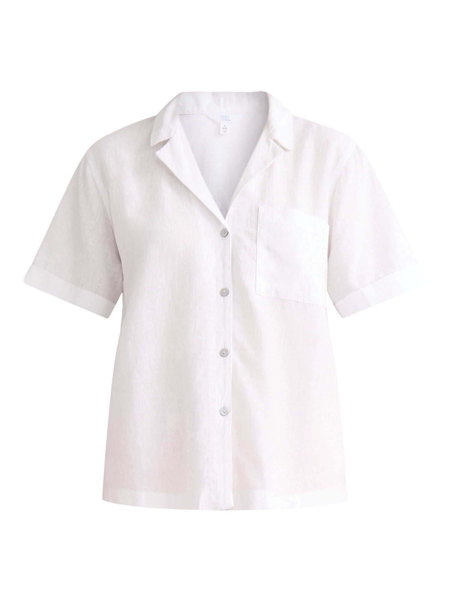 Time and Tru Women’s Cropped Camp Shirt, Sizes XS-XXXL