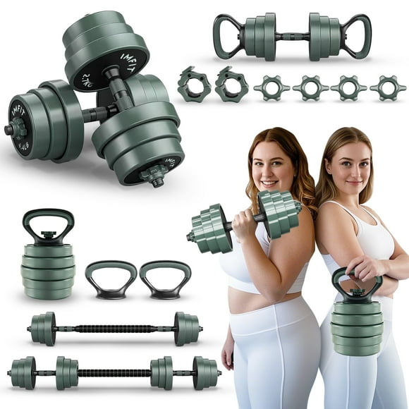IMFIT AIO Weight Adjustable Dumbbells (1.65 to 30 lbs) | Dumbbells, Barbells, Kettlebells, Push-Up Bars, Weight Plates for Full-Body Workout | Premium Weight set for Home Gym Fitness