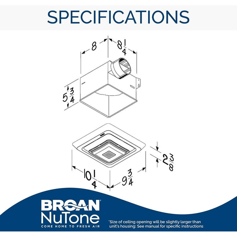Broan-NuTone SPK80L Bluetooth Speaker Bathroom Ventilation LED Light, 80 CFM,  2.5 Sones Bath Fan, White - Walmart.com