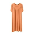 thumbnail image 3 of Feancey Modal Sleep Dress for Women Pleated Casual Loose Nightgowns Summer Short Sleeve Nightshirts Solid Color Lounge Sleepwear Holiday Sales Today Orange XL, 3 of 5