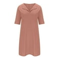 thumbnail image 6 of Aboser Dressy Casual Midi Dresses for Women Business Work Tunic Dress Casual Cotton Linen Dresses Knee Length T-Shirt Dress, 6 of 6